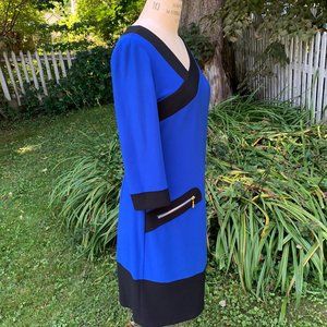 Joseph Ribkoff Electric Blue/Black Sheath Dress